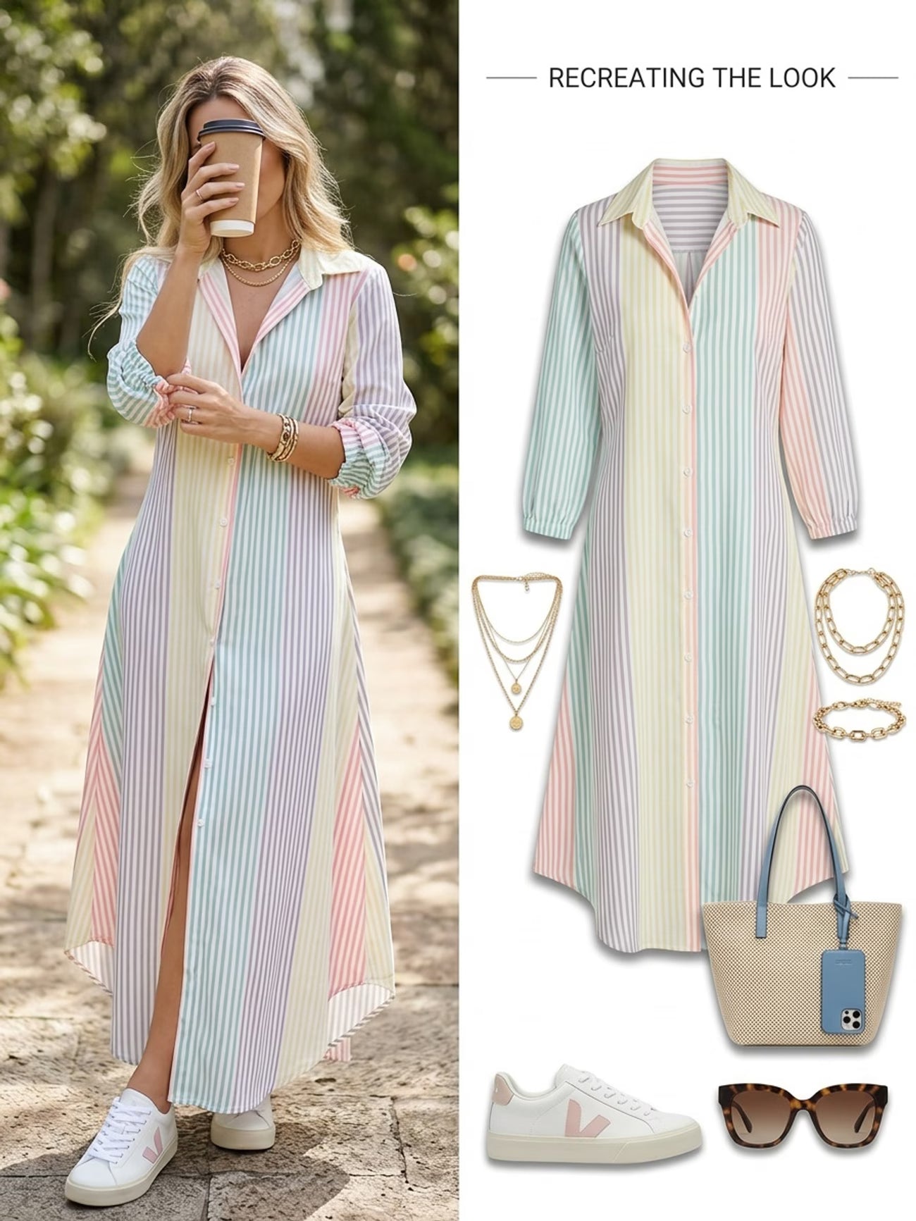 Robe chemise rayée à blocs de couleurs