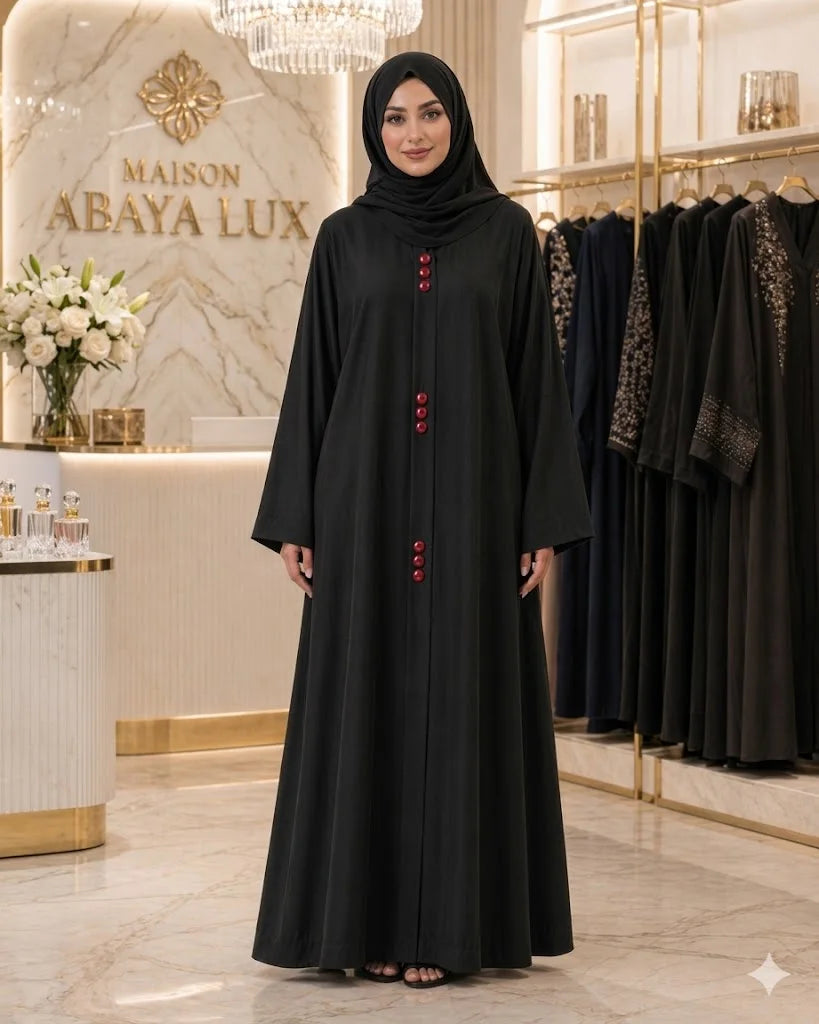 عباية سوداء فخمة BOTTON ROUGE