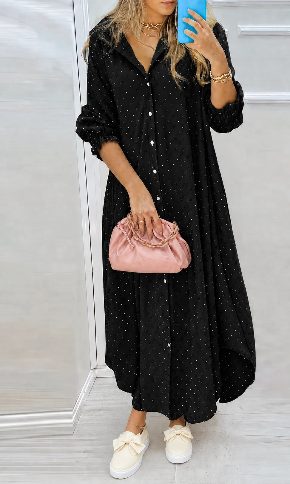 Robe chemise strass